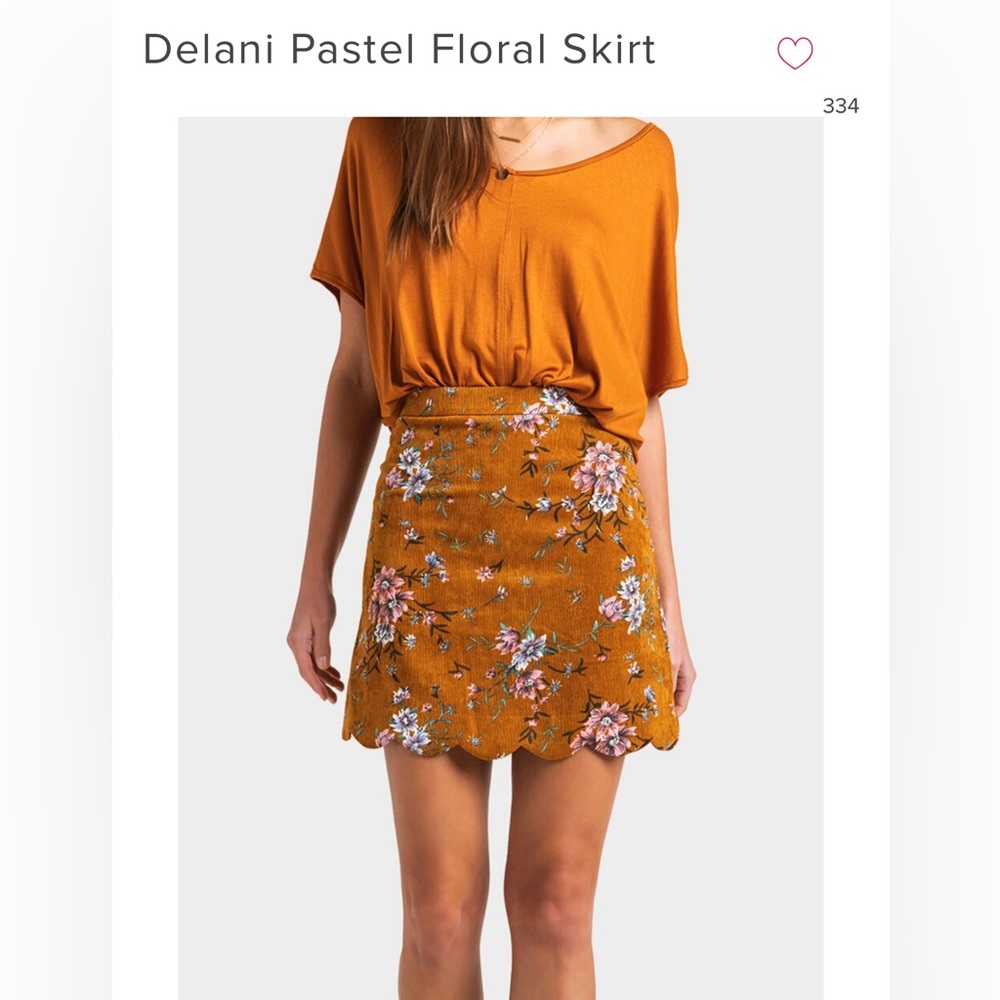 Francesca’s Burnt orange/brown floral skirt
